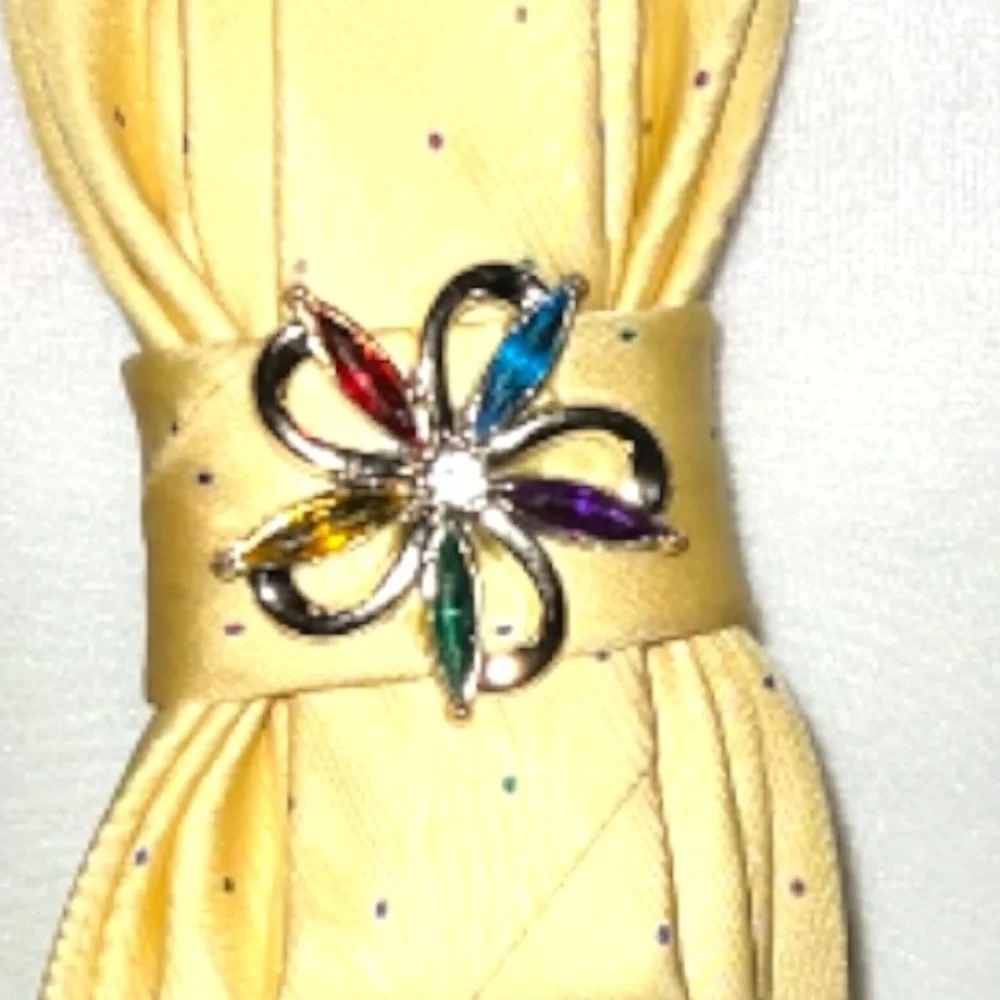 “Dainty Dapper”cute Yellow Necklace tie necklace with colorful dots and brooch